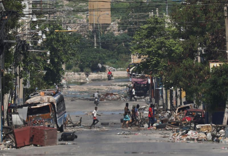 Haiti's capital almost completely cut off by blockades as gang violence intensifies, in Port-au-Prinxe