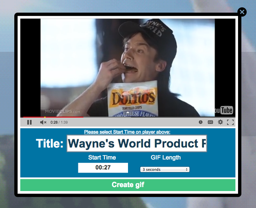 GIF YouTube screenshot showing Wayne's World scene