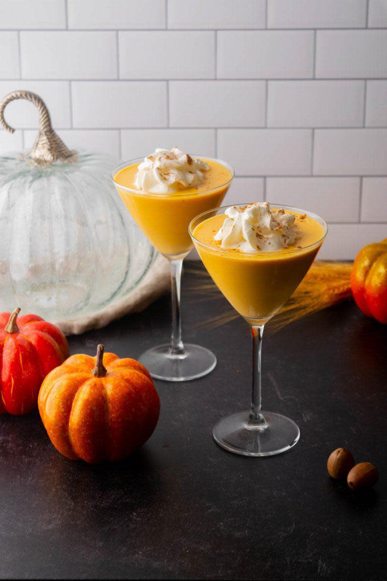 <p>This is the perfect martini that uses some fall favorite flavors such as <a href="https://www.thedailymeal.com/cook/8-fall-apple-recipes-slideshow?referrer=yahoo&category=beauty_food&include_utm=1&utm_medium=referral&utm_source=yahoo&utm_campaign=feed" rel="nofollow noopener" target="_blank" data-ylk="slk:apple cider;elm:context_link;itc:0;sec:content-canvas" class="link ">apple cider</a>. Throw together some vodka, pumpkin puree, a fall spice simple syrup and apple cider for a sweet seasonal drink.</p> <p><a href="https://www.thedailymeal.com/recipe/pumpkin-spice-monkey-martini?referrer=yahoo&category=beauty_food&include_utm=1&utm_medium=referral&utm_source=yahoo&utm_campaign=feed" rel="nofollow noopener" target="_blank" data-ylk="slk:For the Pumpkin Spice Monkey Martinis recipe, click here.;elm:context_link;itc:0;sec:content-canvas" class="link ">For the Pumpkin Spice Monkey Martinis recipe, click here.</a></p>