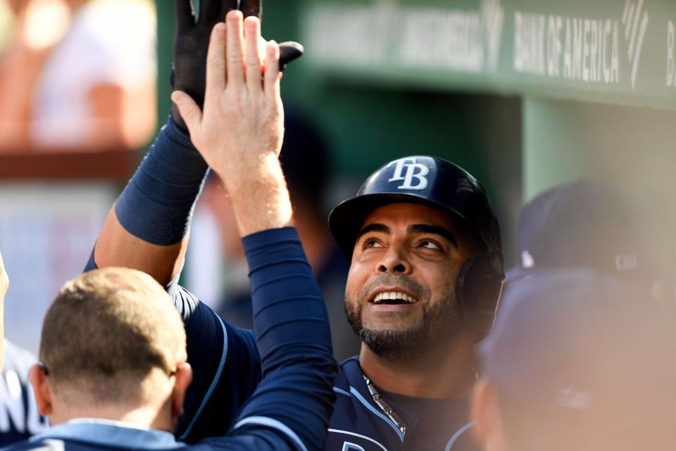 Tampa Bay Rays designated hitter Nelson Cruz was nominated for the Roberto Clemente award by the Minnesota Twins before he was traded to Tampa in July.