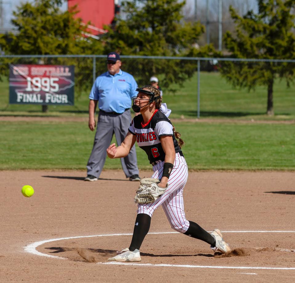 Clinton's Kendall Phillip delivers a pitch during a game against Dundee.