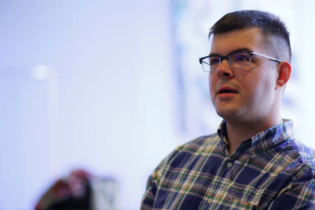 Graduate student and U.S. Army Captain Adam Freed speaks to Reuters at William James College of Psychology, the first in the nation to run a program focusing specifically on training military veterans to treat the mental health problems of their fellow soldiers and veterans, in Newton, Massachusetts, U.S., May 16, 2017. REUTERS/Brian Snyder