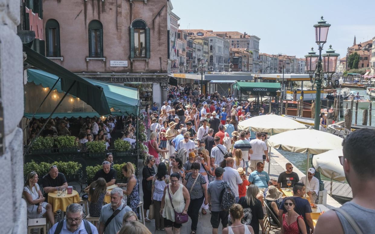 Crowds of tourists in Venice, Italy