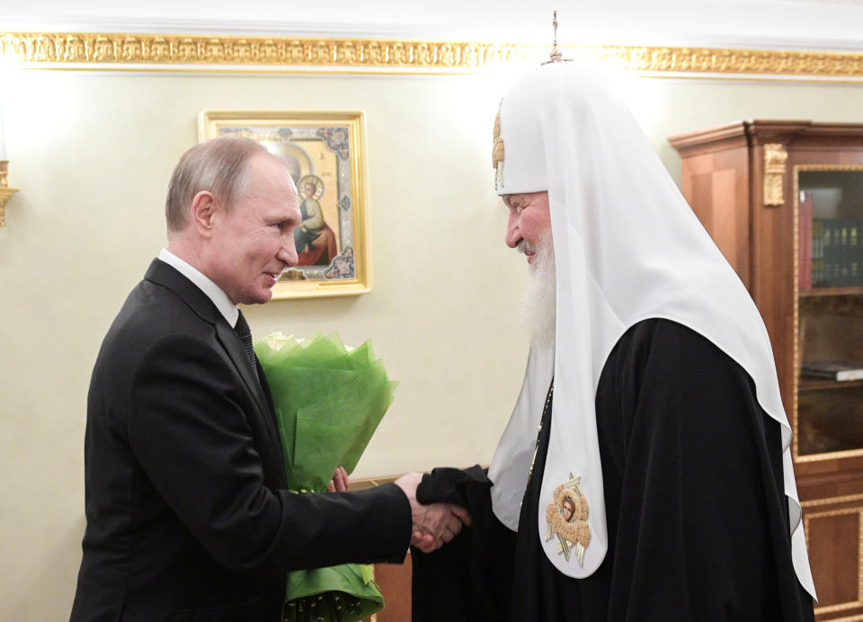 Patriarch Kirill und Wladimir Putin in 2020. 