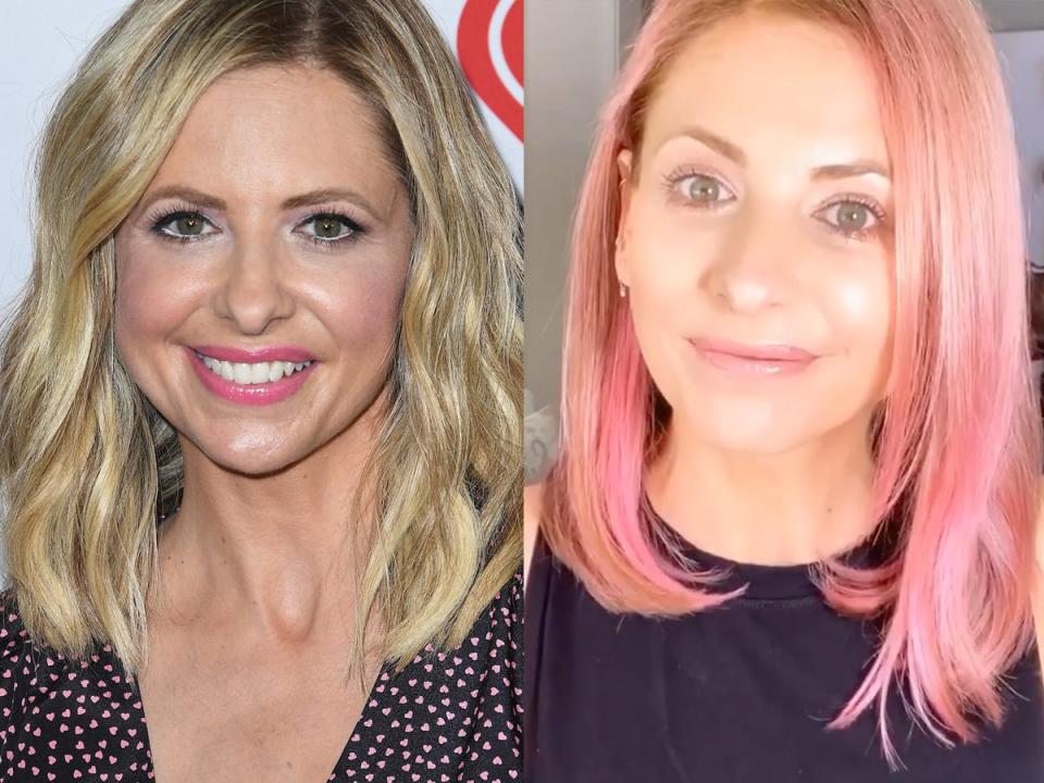 sarah michelle gellar pink hair