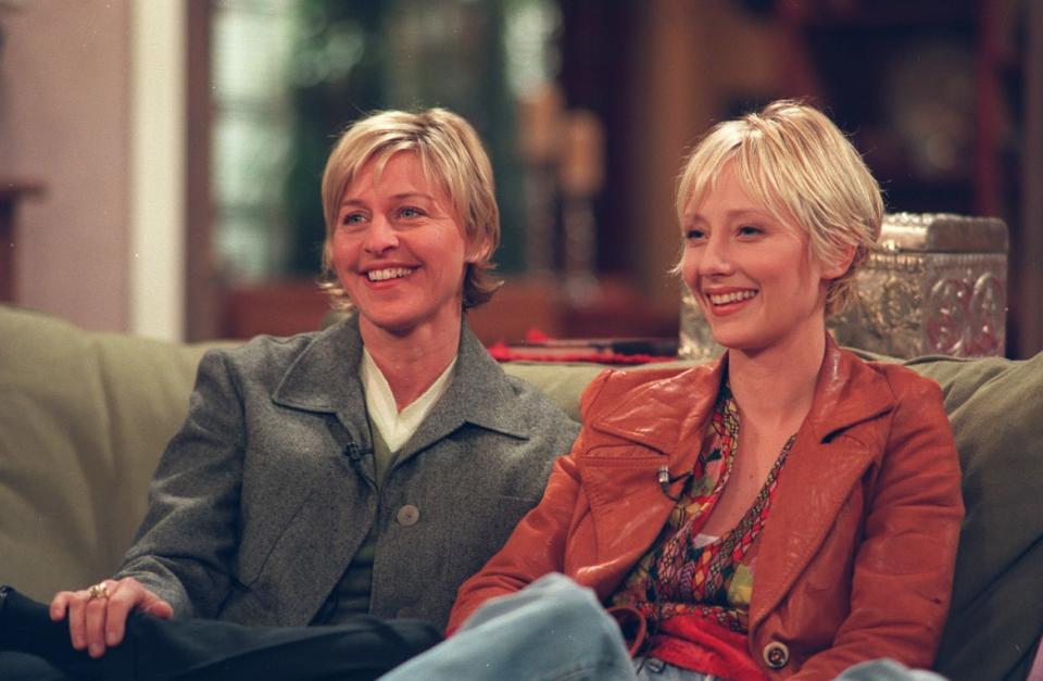 <div class="inline-image__caption"><p>Ellen DeGeneres and Anne Heche on an episode of the sitcom <em>Ellen</em> that aired March 4, 1998.</p></div> <div class="inline-image__credit">ABC Photo Archives/Getty</div>