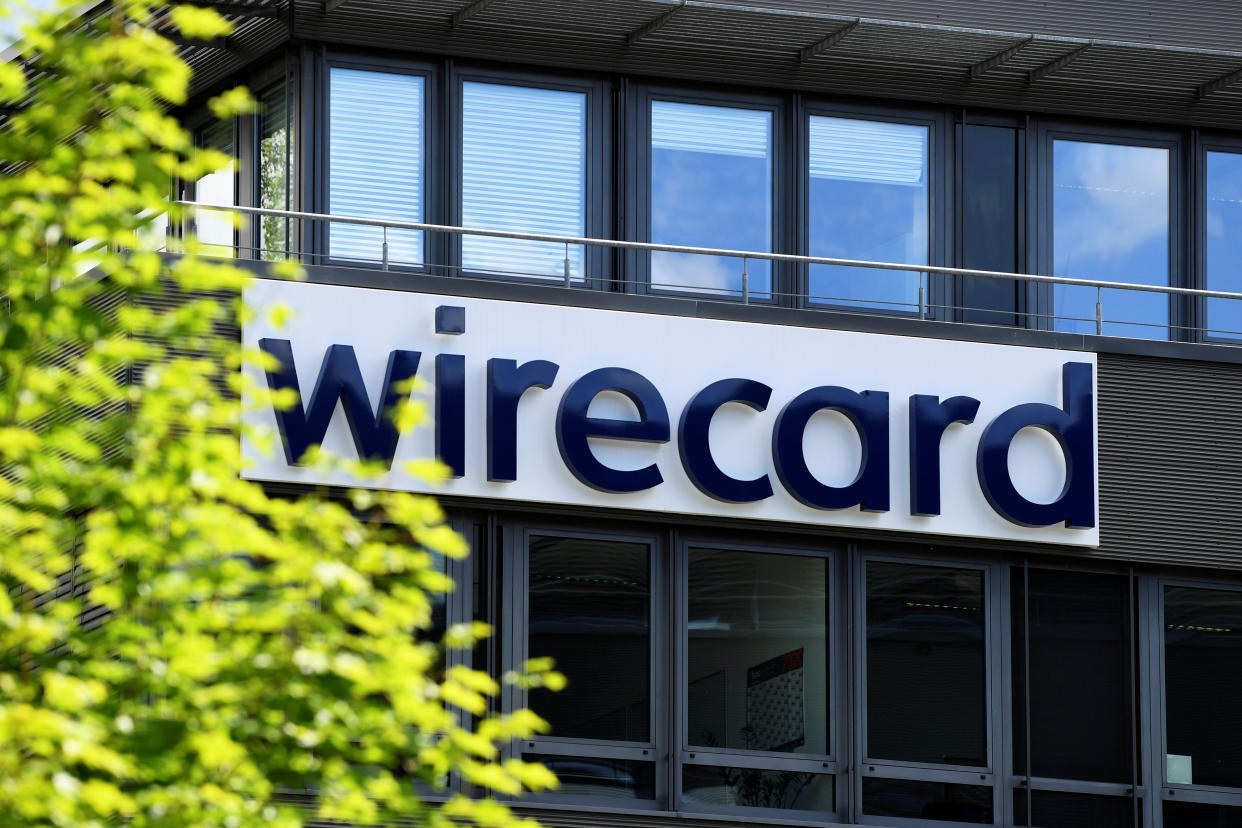 The logo of Wirecard AG, an independent provider of outsourcing and white label solutions for electronic payment transactions, is pictured at its headquarters in Aschheim, near Munich, Germany, July 1, 2020. REUTERS/Andreas Gebert