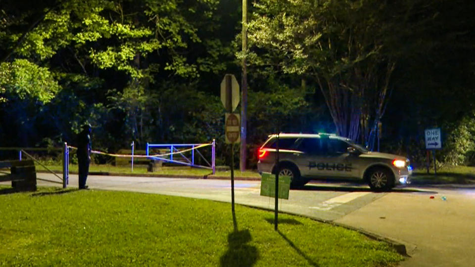 Police respond to a shooting outside Benjamin E. Mays High School in Atlanta on May 28, 2023. (WXIA)