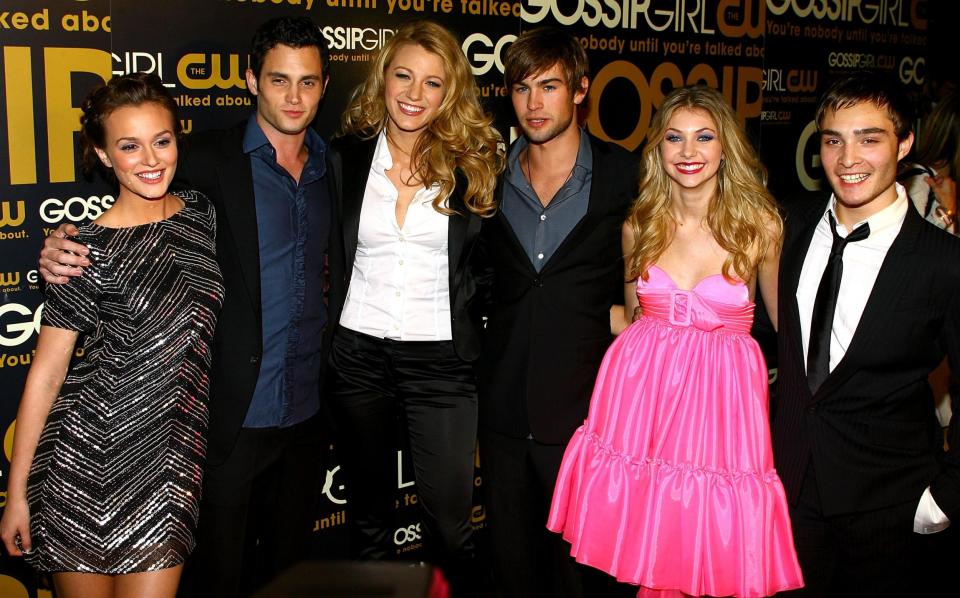 Penn Badgley and Chace Crawford with the cast of Gossip Girl at the show's 2007 launch party (Getty Images)