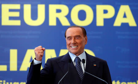 Forza Italia leader Silvio Berlusconi gestures during EPP European People's Party meeting in Fiuggi, Italy, September 17, 2017. REUTERS/Remo Casilli