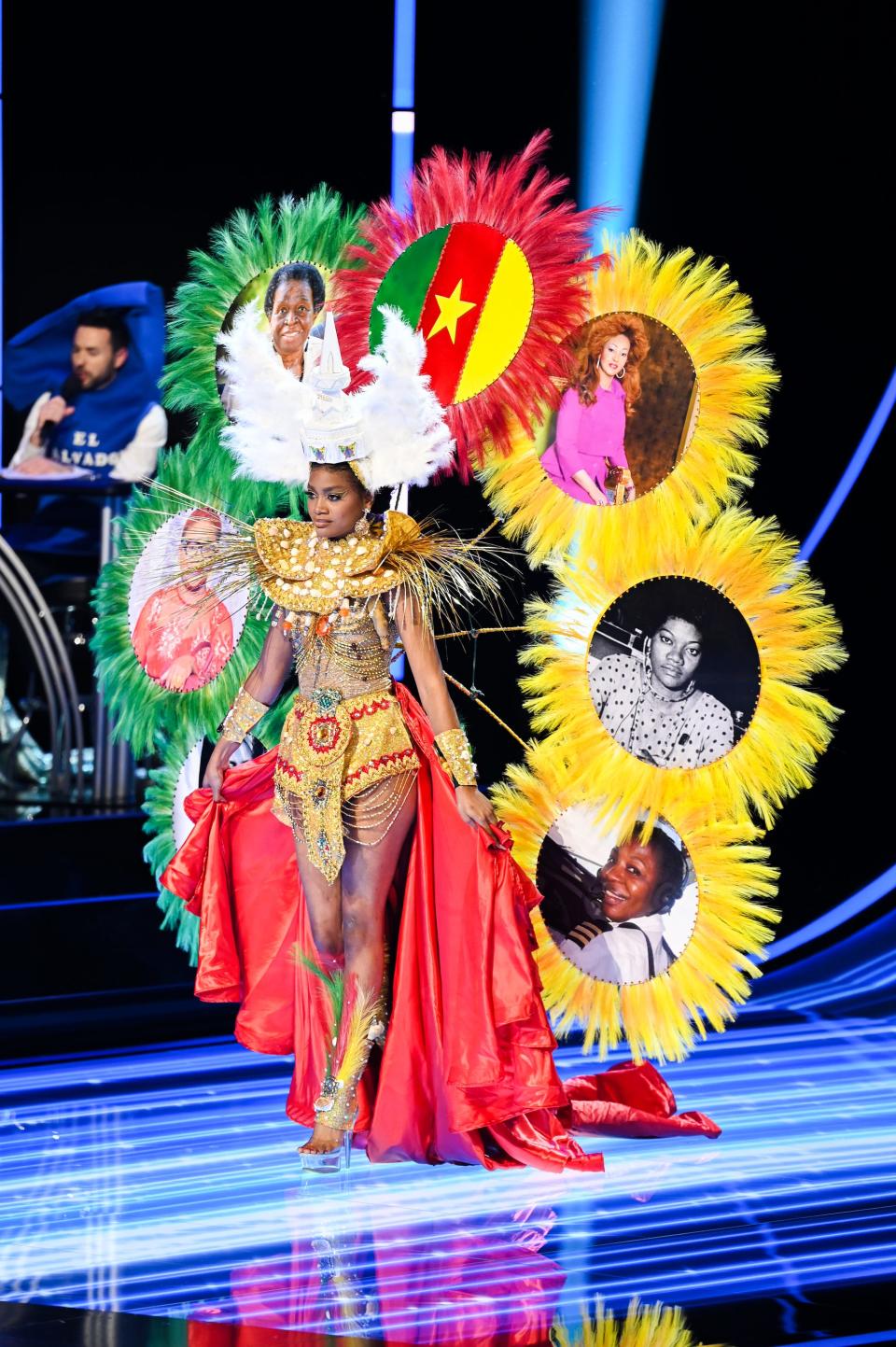 Miss Cameroon 2023 participates in the Miss Universe National Costume Contest.