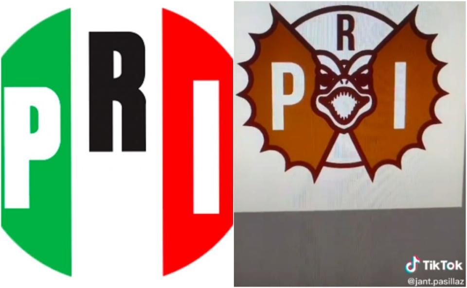 Rediseño del logo del PRI. Imágenes: Jesús Pasillas TikTok