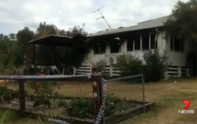 Fire ripped through the family's home west of Bundaberg on Tuesday. Photo: 7 News