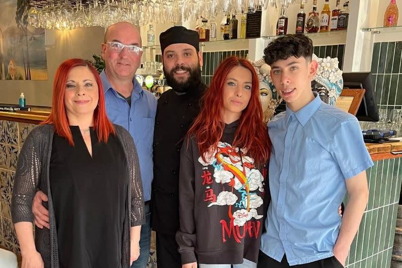 Bella Ciao is independent and family-run | from L to R: Business owners and married couple Domina and Tyrone, their son Giovan (Head Chef), daughter Nikita (manager of Bella Ciao Port Talbot) and young grandson Giuseppe (chef)