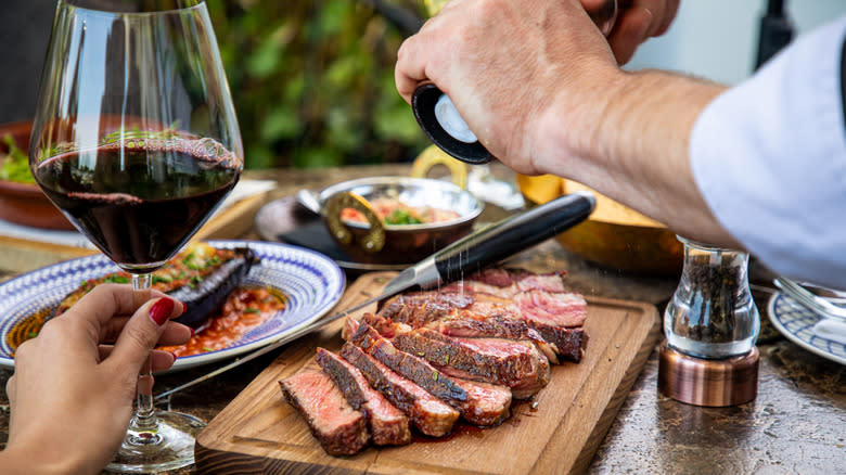 Red wine and steak