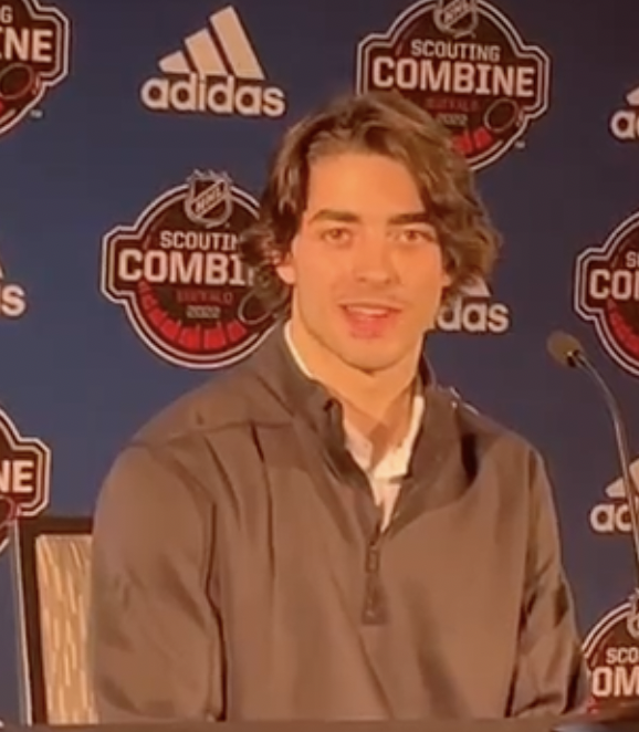 Matthew Savoie at the 2022 NHL combine in Buffalo, N.Y.