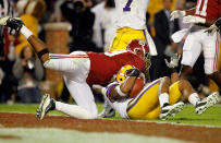 TUSCALOOSA, AL - NOVEMBER 05: Eric Reid #1 of the LSU Tigers makes a catch over Michael Williams #89 of the Alabama Crimson Tide for an interception during the second half of the game at Bryant-Denny Stadium on November 5, 2011 in Tuscaloosa, Alabama. (Photo by Streeter Lecka/Getty Images)