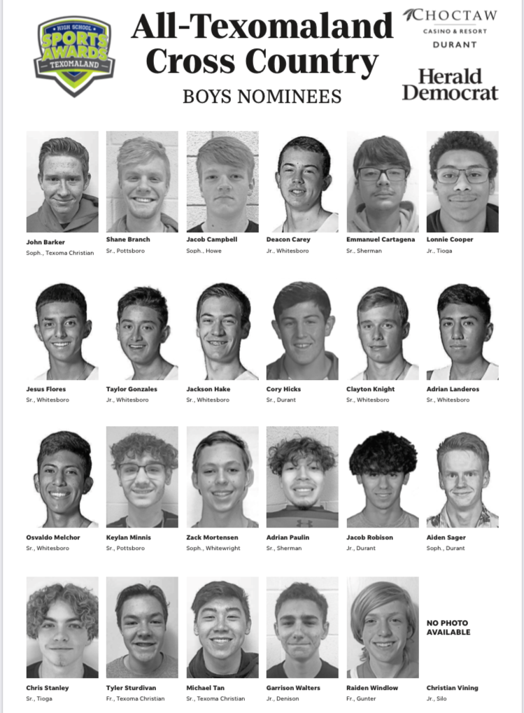 The 2021 All-Texomaland Boys Cross-Country team