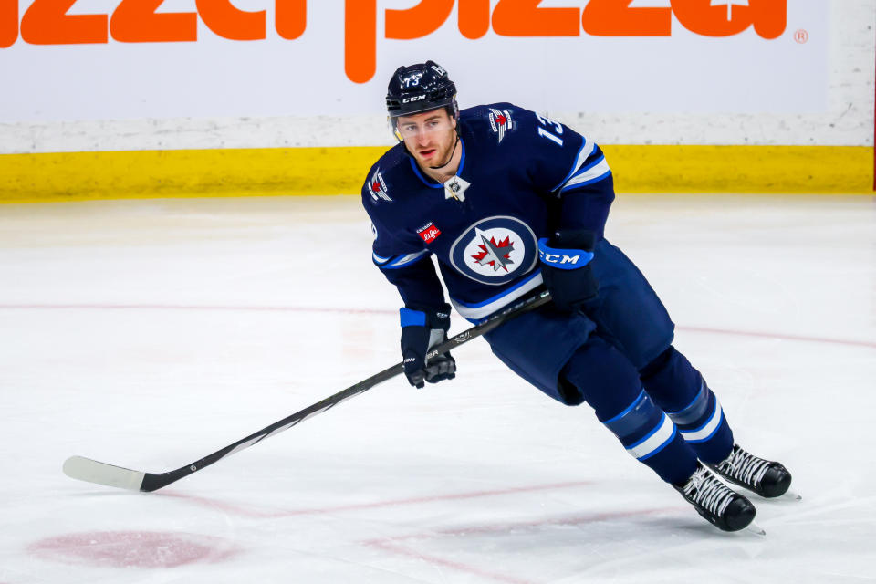 Winnipeg Jets player Gabriel Vilardi will be out indefinitely due to an enlarged spleen. (Photo by Jonathan Kozub/NHLI via Getty Images)