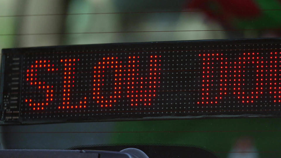 KJOY LED Car Sign. / Credit: CBS News