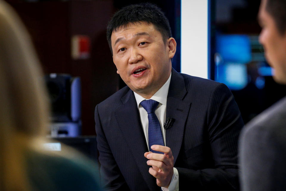 Singapore-based Sea Limited Chairman and CEO Forrest Li, speaks during an interview with CNBC following his company's IPO on the floor of the New York Stock Exchange (NYSE) in New York, U.S., October 20, 2017. REUTERS/Brendan McDermid