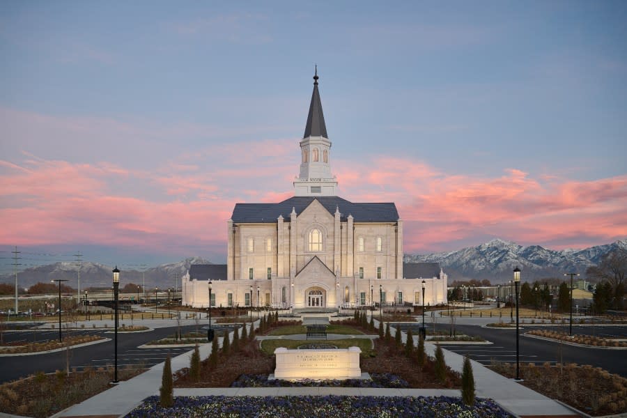 An undated photo of the exterior of the Taylorsville Utah Temple. The Church of Jesus Christ of Latter-day Saints announced that public tours of the Taylorsville Utah Temple would begin on Saturday, April 13, 2024, and continue through May 18, 2024. 