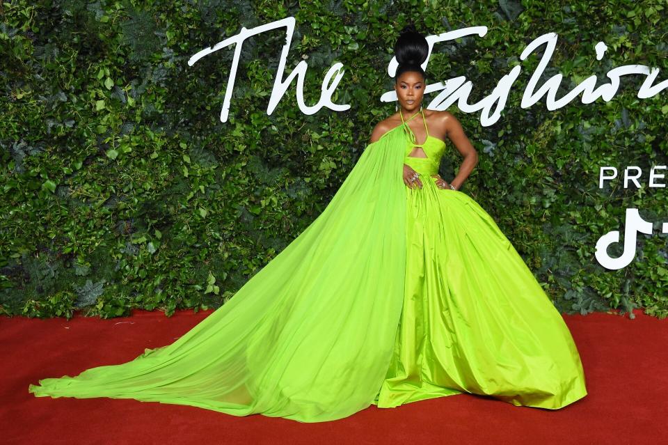 Gabrielle Union The 2021 Fashion Awards Neon Green Valentino Dress