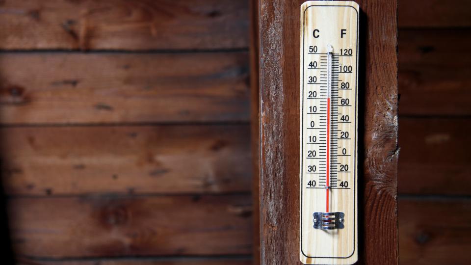 A thermometer on a wall