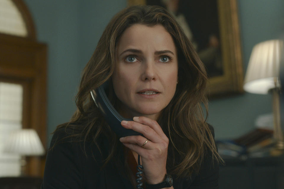 This image released by Netflix shows Keri Russell as Ambassador Kate Wyler in a scene from "The Diplomat." (Netflix via AP)