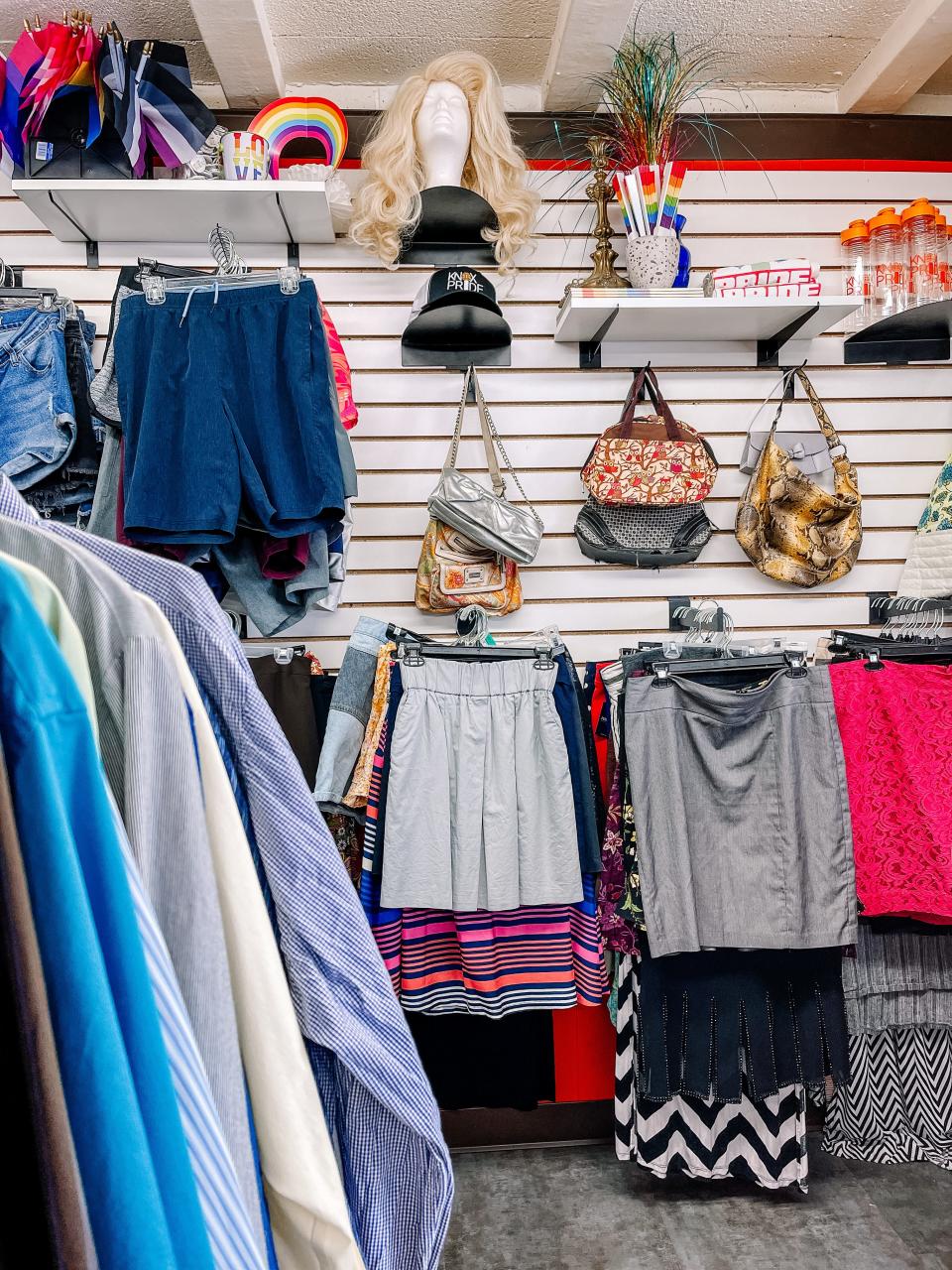 The Thriftique inside the Knox Pride Community Resource Center stocks a range of clothing and accessories for just $5 apiece, or free for those in need. South Knoxville, May 23, 2023.