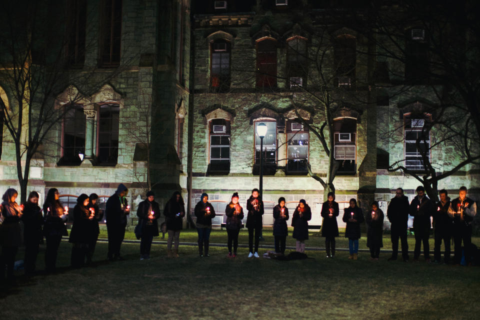 A candlelight vigil was held by University of Pennsylvania's Muslim Student Association on Wednesday Feb. 11, 2015. 