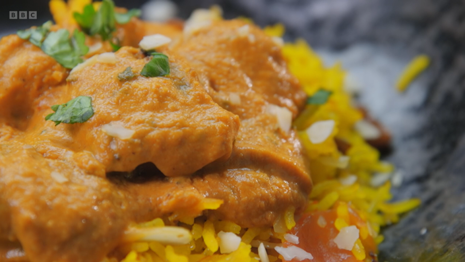 Grace cooked up butter chicken and rice for the judges (BBC - MasterChef: Battle Of The Critics special.)