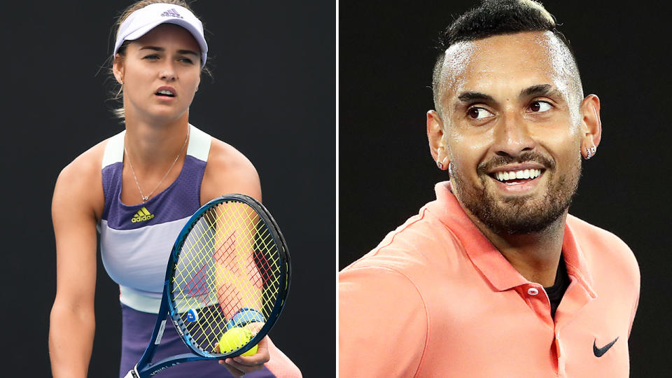 Anna Kalinskaya and Nick Kyrgios, pictured here on the tennis court.