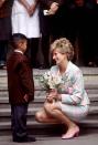 <p>When Diana spoke with children, she always <a href="https://www.goodhousekeeping.com/life/parenting/a39536/prince-william-parenting-trick/" rel="nofollow noopener" target="_blank" data-ylk="slk:crouched to see them at eye-level;elm:context_link;itc:0;sec:content-canvas" class="link ">crouched to see them at eye-level</a>. "Diana was the first member of the royal family to do this," said Ingrid Seward, editor of <em>Majesty</em> magazine. "The royal family used to say that everyone had to be deferential to them. But Diana said, 'If someone might be nervous of you or you're speaking to a very young child or a sick person, get yourself on their level.'"</p>