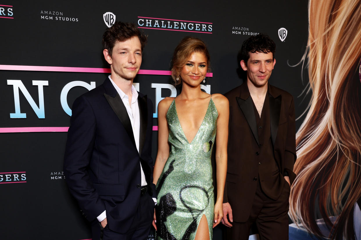 'Challengers' Ending Explained pictured: Zendaya with co-stars Mike Faist and Josh O'Connor at 'Challengers' premiere | (Photo by Brendon Thorne/Getty Images)