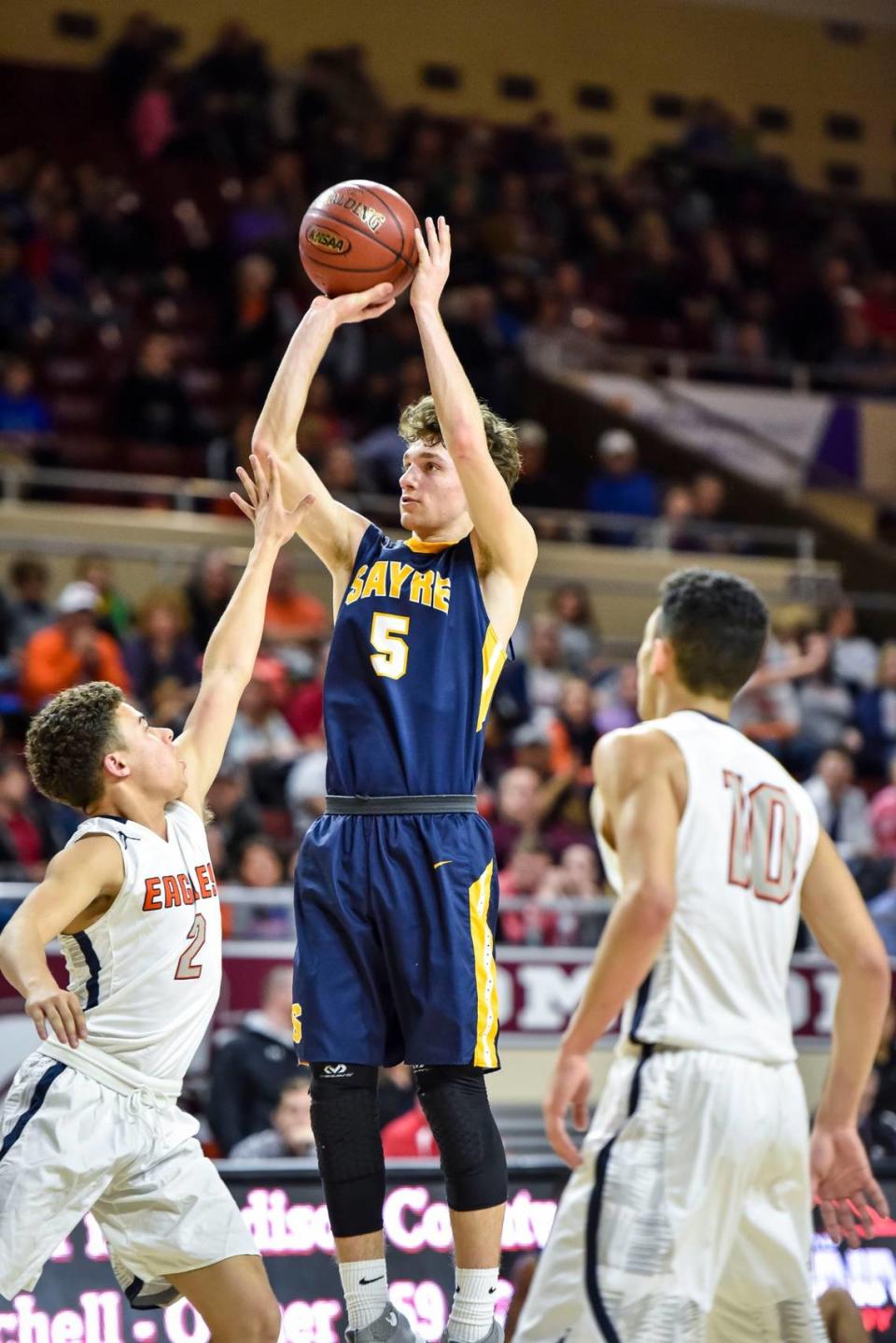 Jake Duby (5) is the all-time leading scorer at Lexington’s Sayre High School. He’s now a professional DJ and music producer and will perform this weekend at Lollapalooza in Chicago.