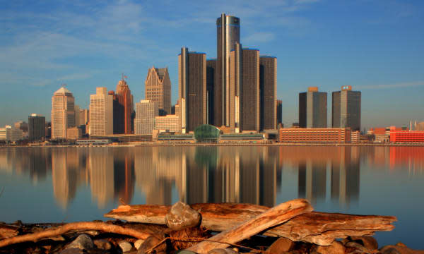 Detroit reflection in river