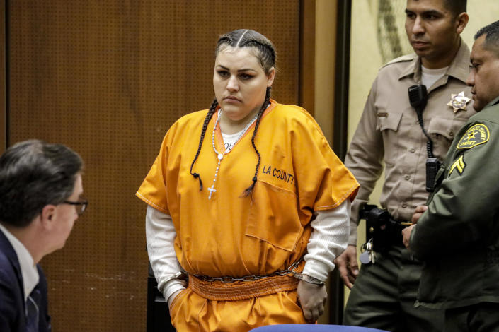 Heather Maxine Barron walks into court at for pretrial hearing on February 27, 2018, at Los Angeles Criminal Court. / Credit: Irfan Khan/Los Angeles Times/Getty Images