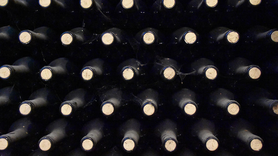 stacked wine bottles