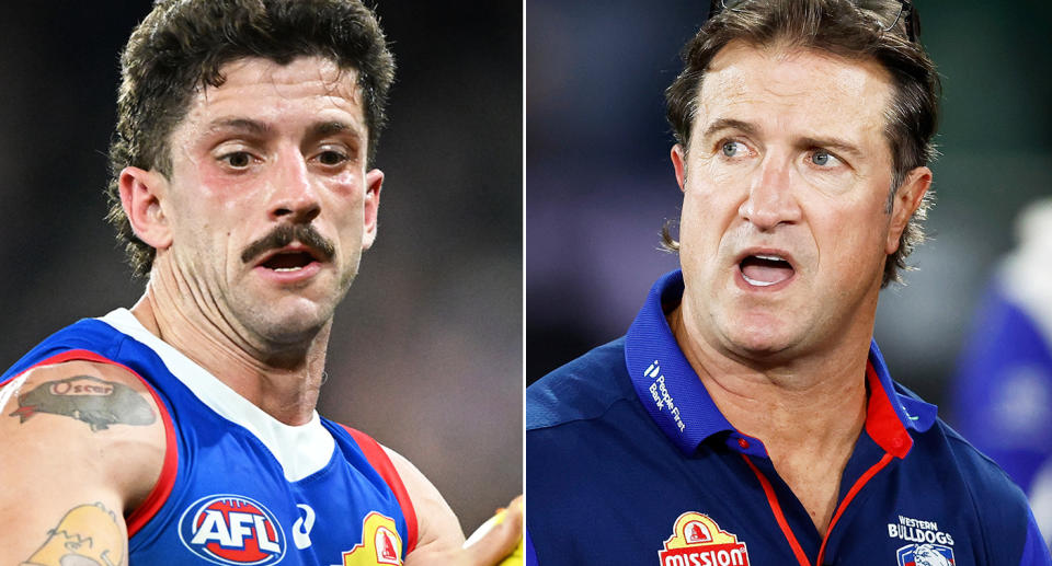 On the left is Western Bulldogs star Tom Liberatore and coach Luke Beveridge on the right.