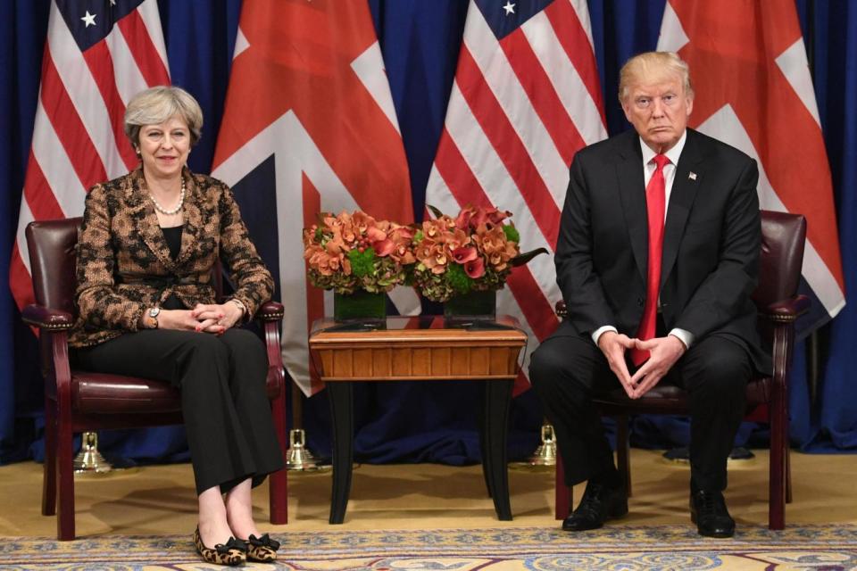 Prime Minister Theresa May meets US President Donald Trump for talks at the Lotte Palace Hotel, New York (PA)