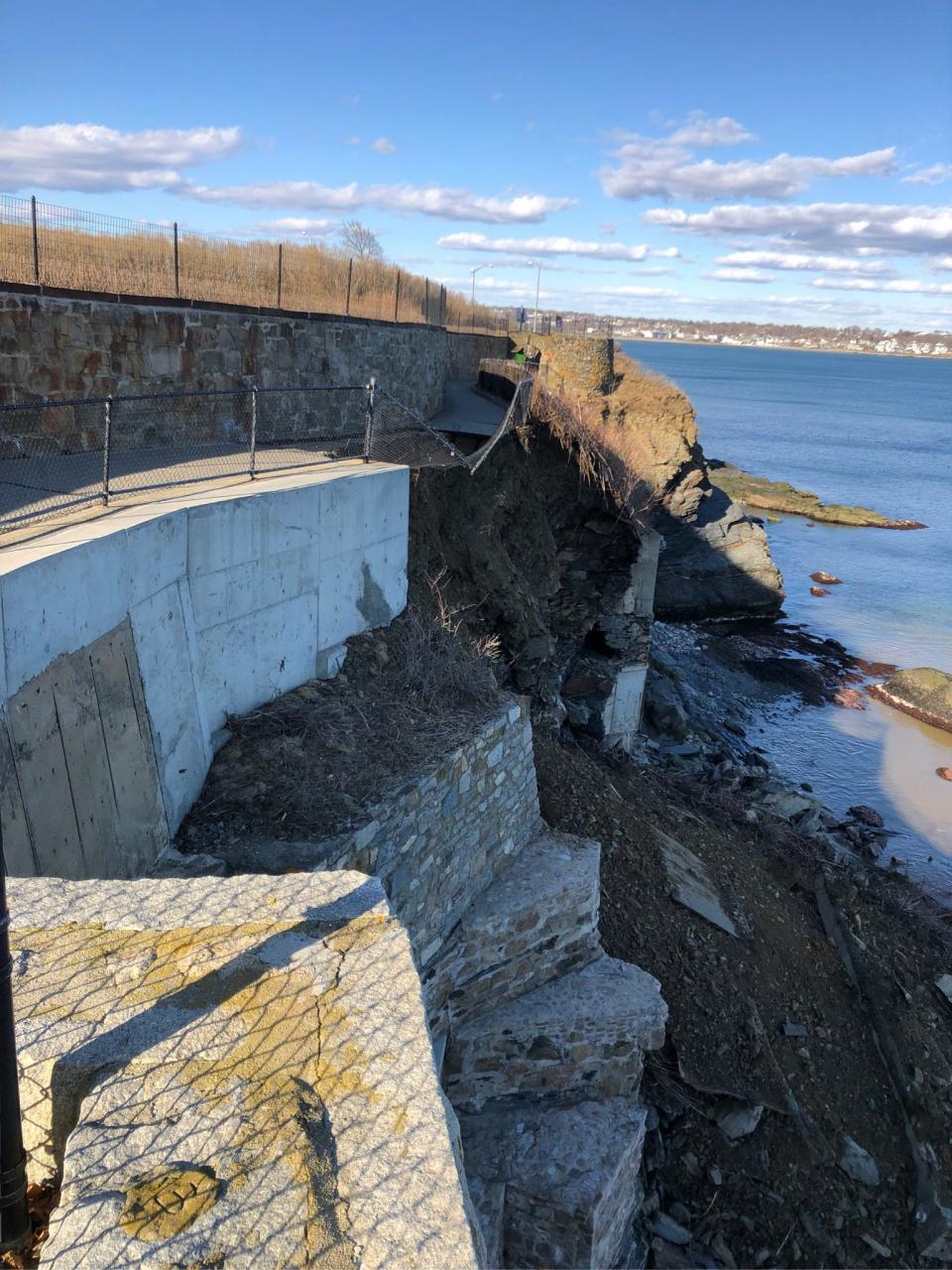 A 20-foot section of the Cliff Walk collapsed on Thursday, March 3, 2022.