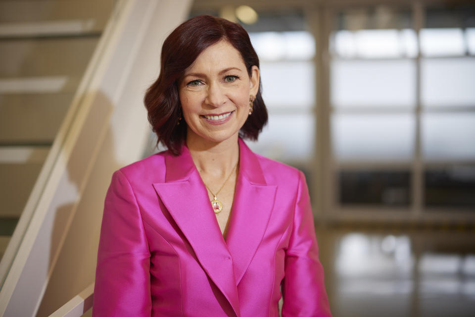 Carrie Preston poses for a portrait to promote her series "Elsbeth" on Wednesday, Feb. 28, 2024, in New York. (Photo by Matt Licari/Invision/AP)