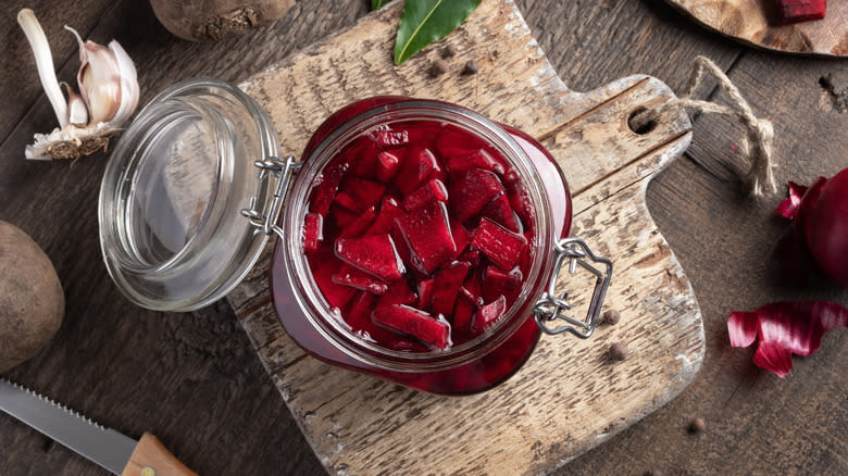 pickled beets in jar