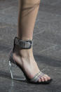 <p><i>Plaid ankle-strap heels from the SS18 Versus Versace collection. (Photo: ImaxTree) </i></p>