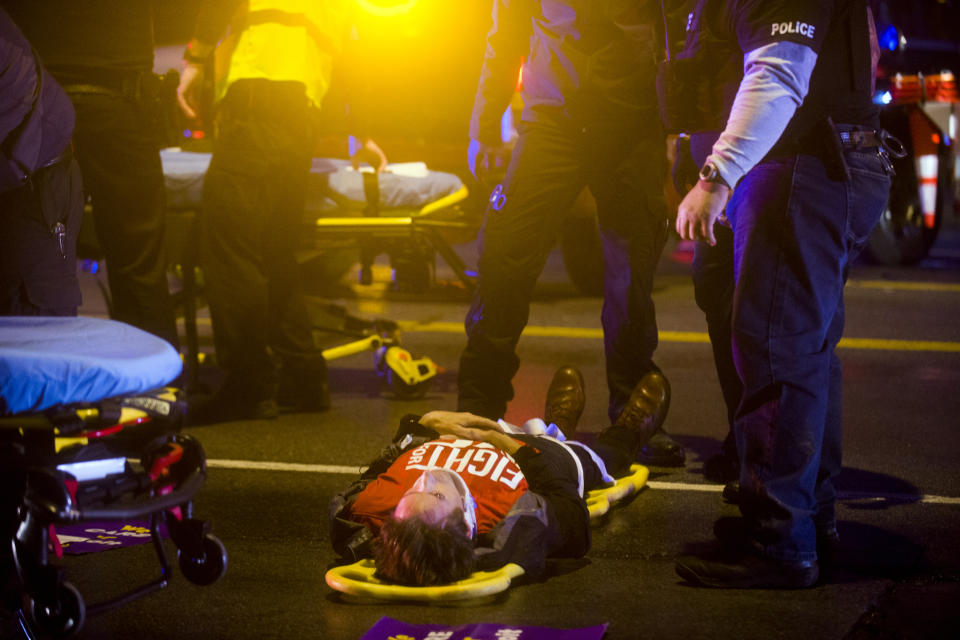 Fast-food workers protest in Flint, Mich.