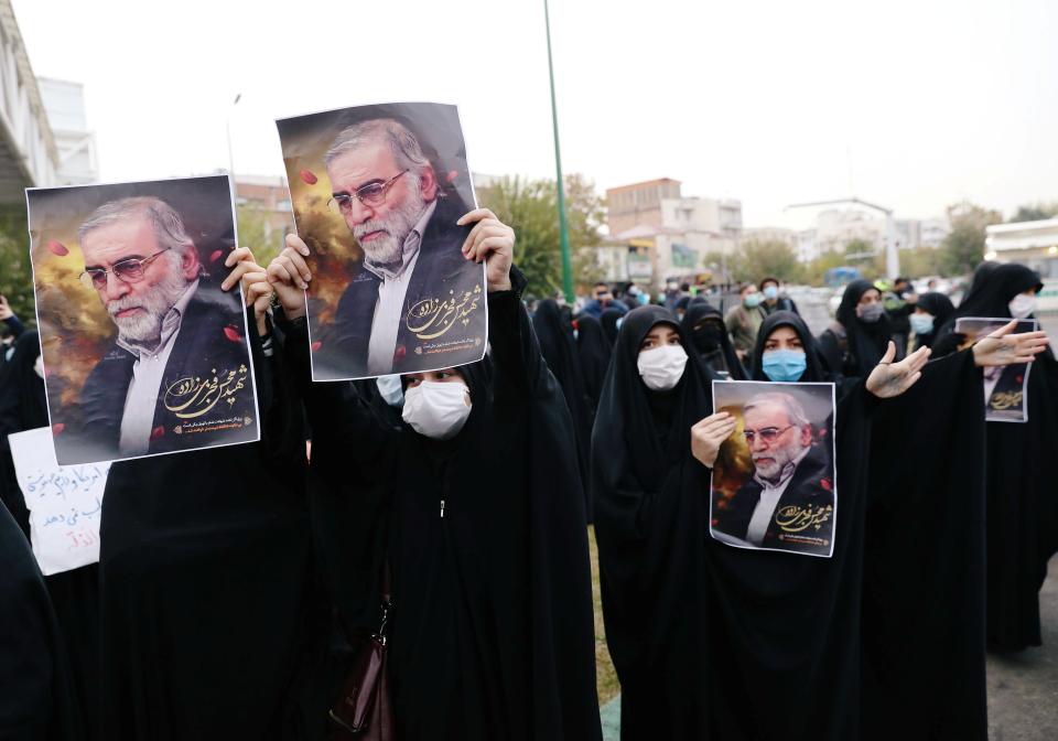 Image: Anger in Iran over killing of Iran's top nuclear scientist (Majid Asgaripour / WANA via Reuters)