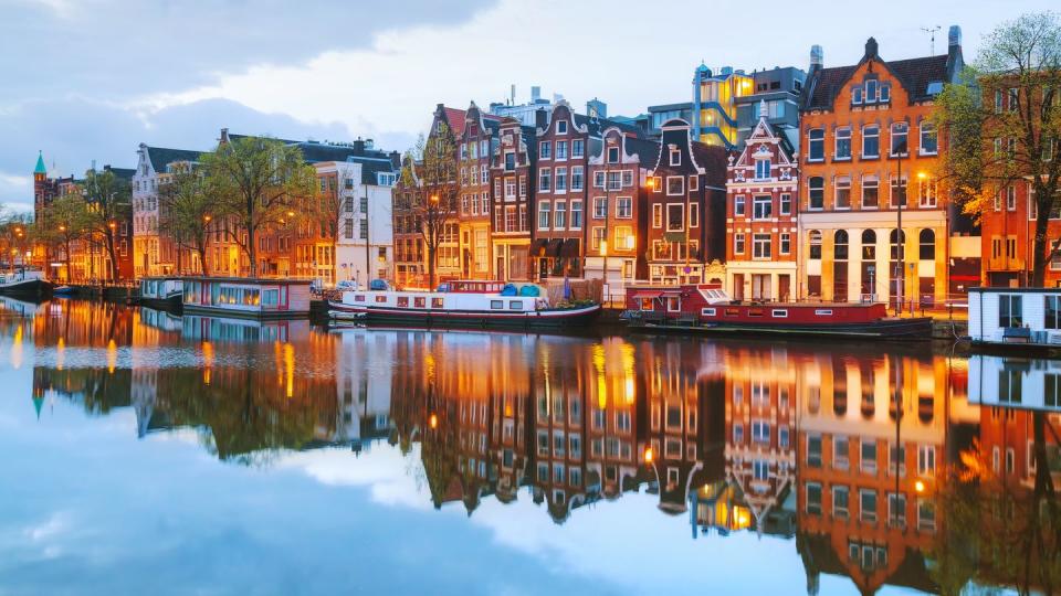 night city view of amsterdam, the netherlands