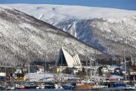 The Arctic Cathedra built in 1965 by architect Jan Inge Hovig, in Tromso, Norway