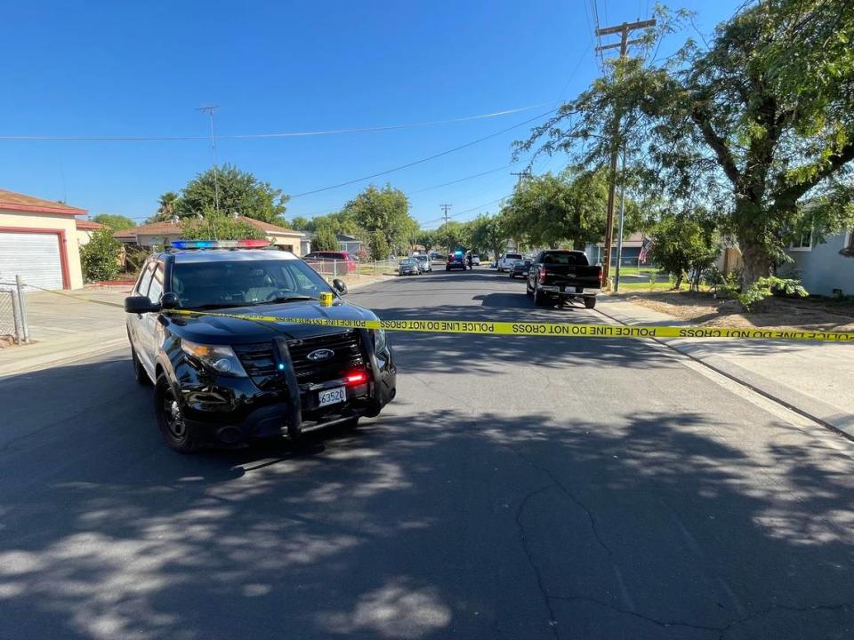 Modesto, California police have evacuated residents in a neighborhood northwest of Briggsmore and Carver where a man was holed up in a home and firing rounds out a window Monday morning. Aug. 15, 2022